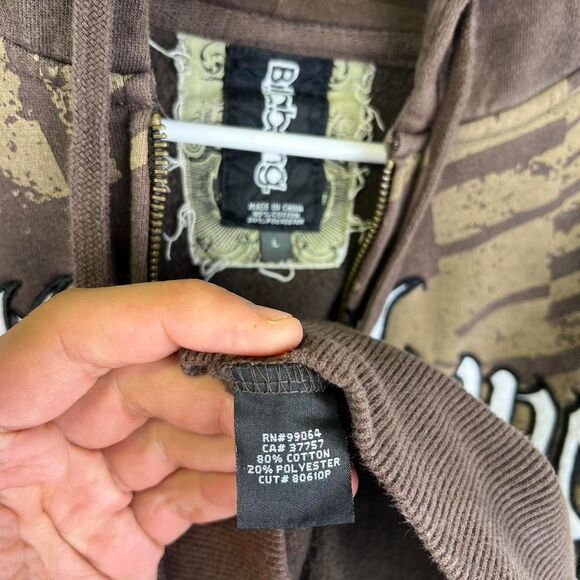 Vintage Brown Y2K Billabong Lined Zip Up Embroidered Logo Hoodie Size L - Picture 7 of 8